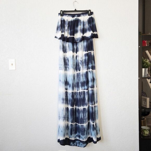 NWT Raviya Navy Tie Dye Strapless Maxi Swimsuit Cover Up Size Small - Picture 3 of 9